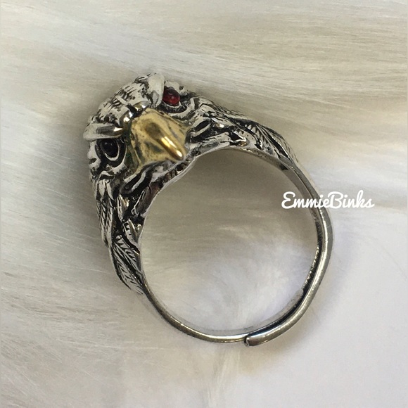 New Vintage Style Etched Eagle Bird Statement Ring / War Eagle Fan - Picture 8 of 10